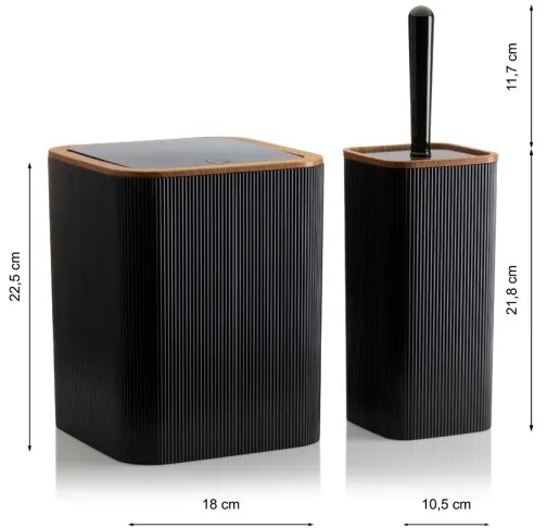 Set da bagno ZOYA 5 pz nero/marrone