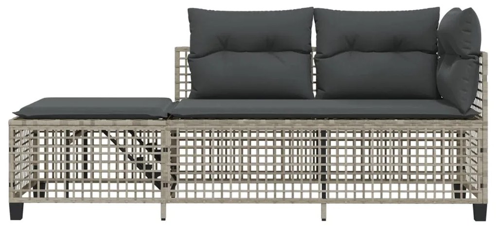 Divani da giardino ad angolo 3 pz cuscini grigio in polyrattan