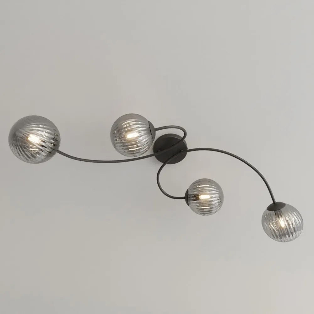 Lampada da soffitto in acciaio e vetro VIBRA 4 da interno 4xE14 Colore del corpo Nero e Grafite