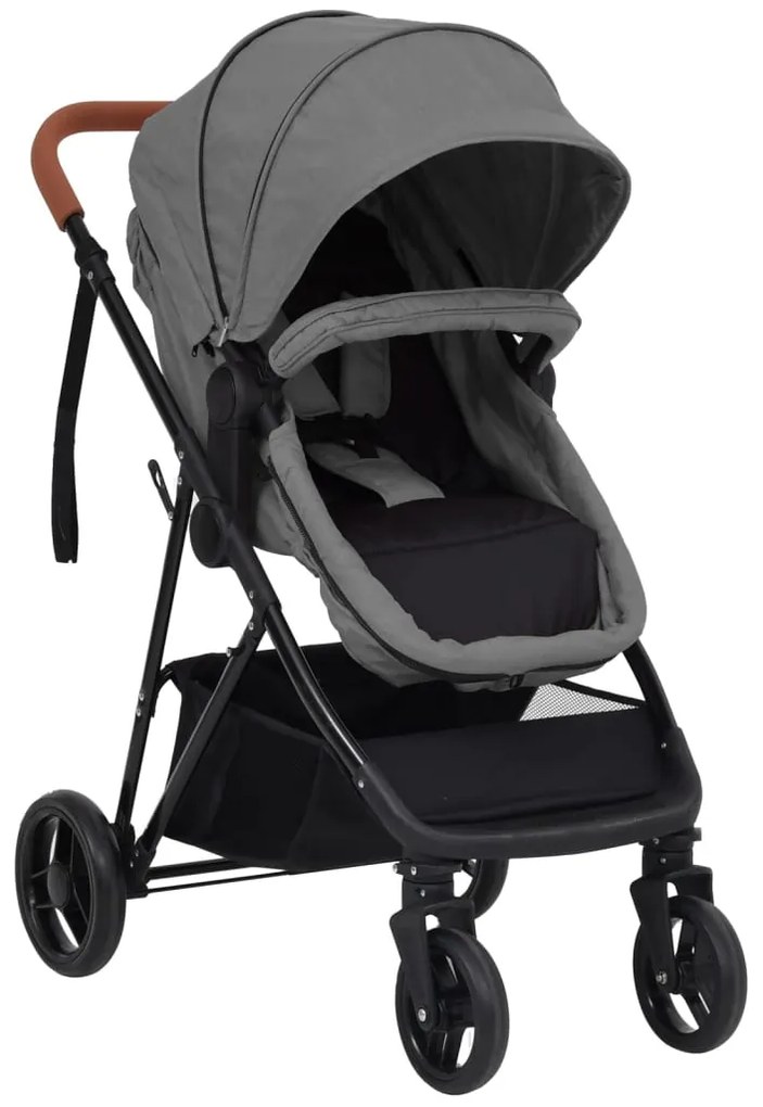 Passeggino 2 İn 1 Grigio Chiaro E Nero İn Acciaio /