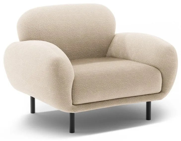 Poltrona beige con rivestimento in bouclé Poppy – Micadoni