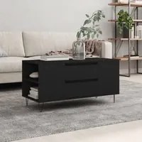 Tavolino da Salotto Nero 102x44,5x50 cm in Legno Multistrato 830997