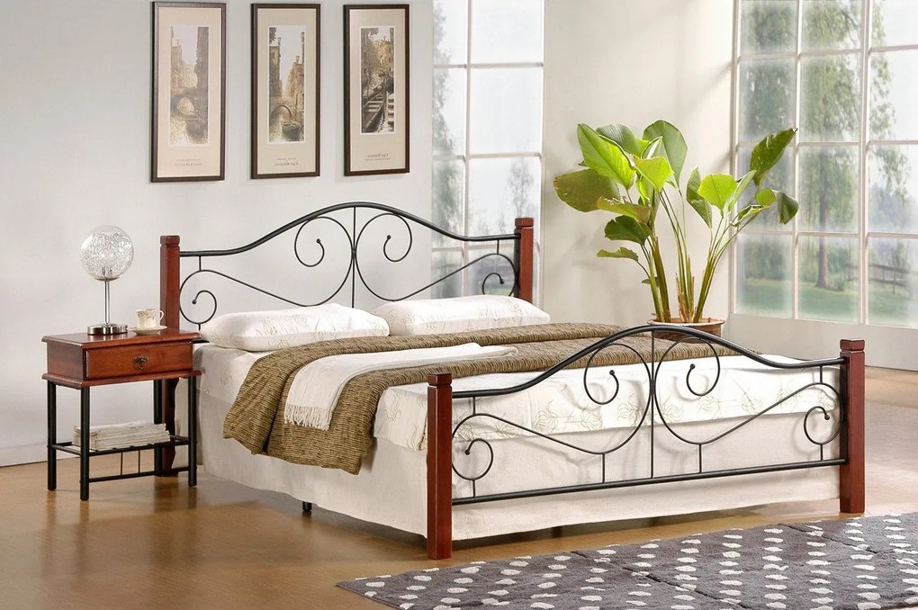 Letto Violetta in ciliegio antico/nero 160x200 cm