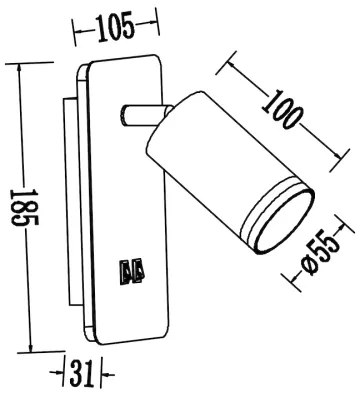 Faretto da parete a LED PIPE 1xGU10/10W/230V + LED/6W bianco