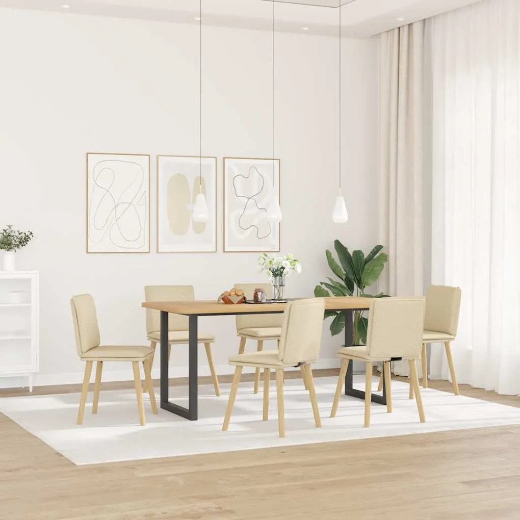 Sedie Da Pranzo 6 Pz Crema İn Tessuto /
