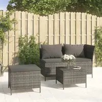 Set Divani da Giardino 3 pz con Cuscini in Polyrattan Grigio cod mxl 35615