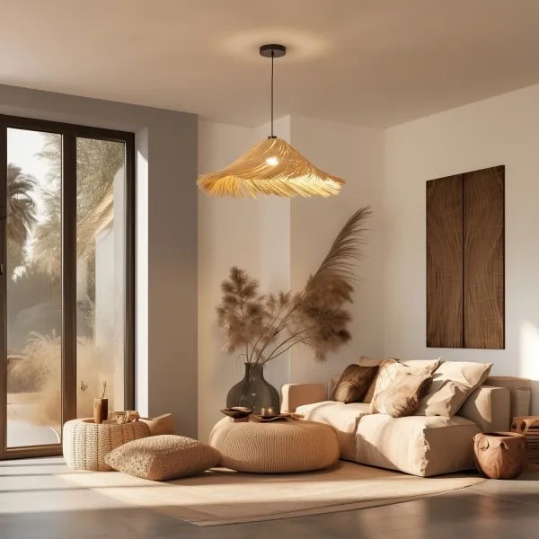 Brilagi - Lampadario LED a sospensione con cavo CERIA BOHO 1xE27/40W/230V Ø 70 cm rattan