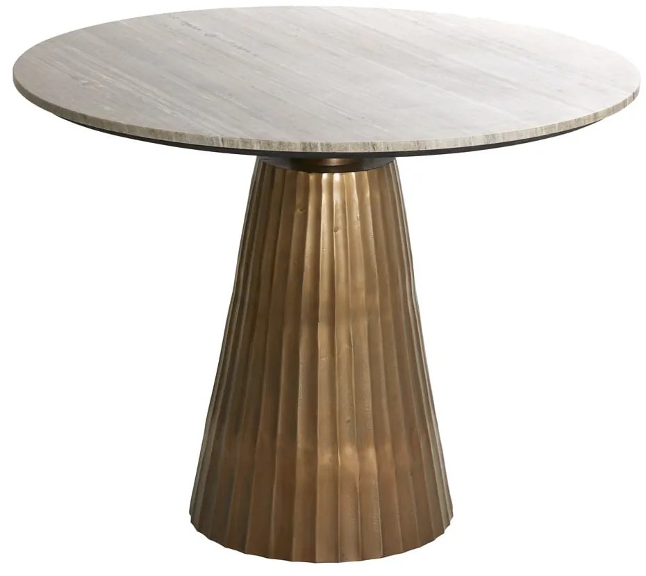 Tavolo da pranzo rotondo in bronzo e colore naturale con piano in marmo ø 100 cm Rianne - Light & Living
