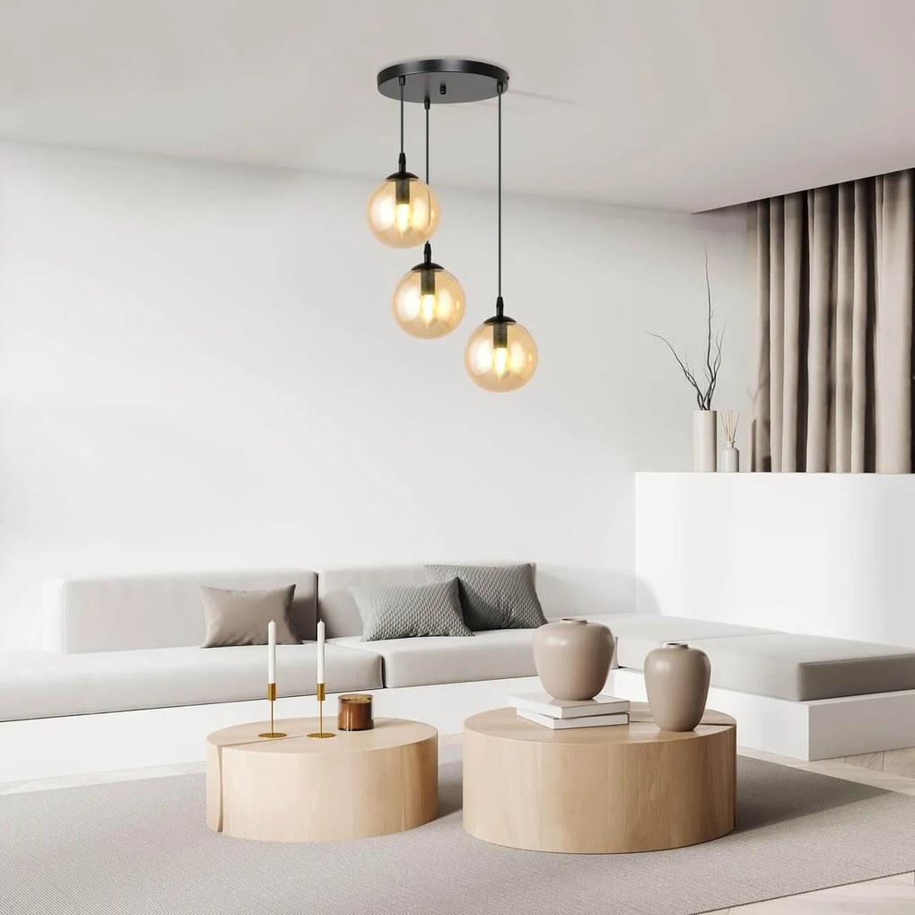 Lampadario a sospensione COSMO 3 BLACK MIODOWY PREMIUM