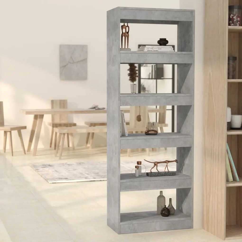 Libreria/divisorio grigio cemento 60x30x166 cm in truciolato