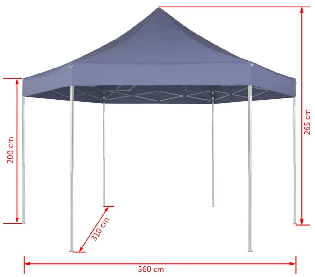 Gazebo Pieghevole Esagonale Pop-Up Blu Scuro 3,6x3,1 m