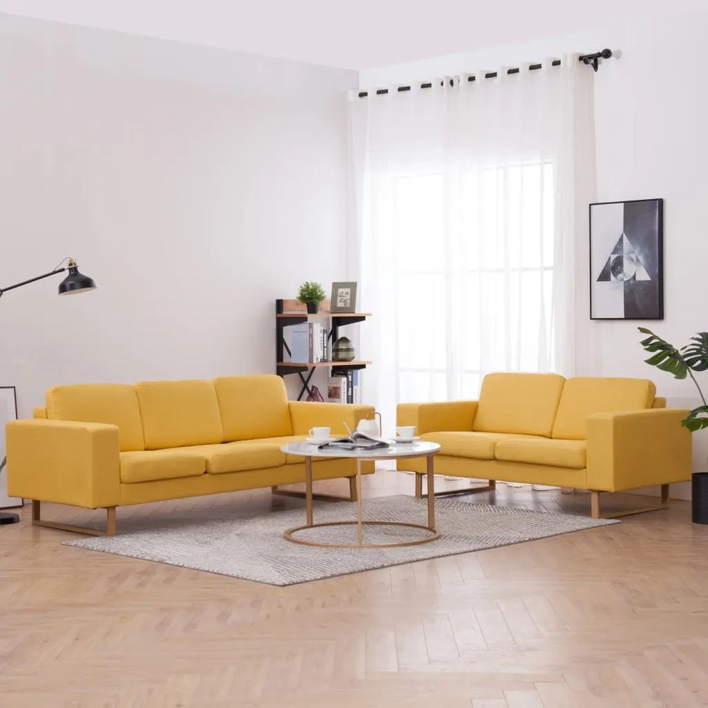 Set Divani 2 Pz İn Tessuto Giallo /