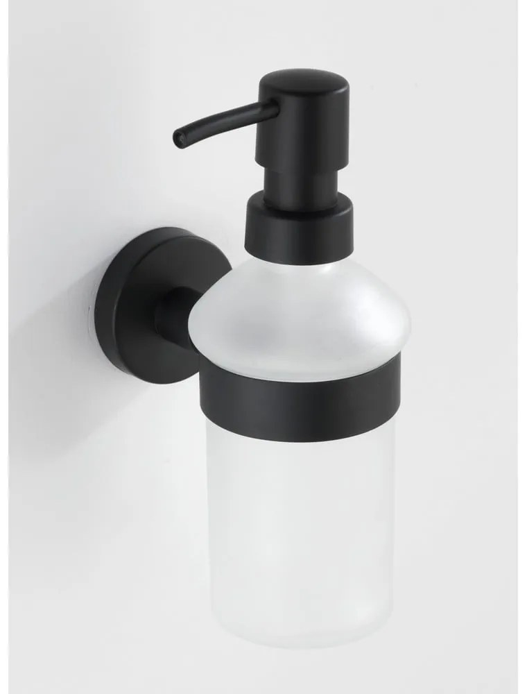 Dispenser di sapone in vetro da parete nero opaco 200 ml Bosio - Wenko