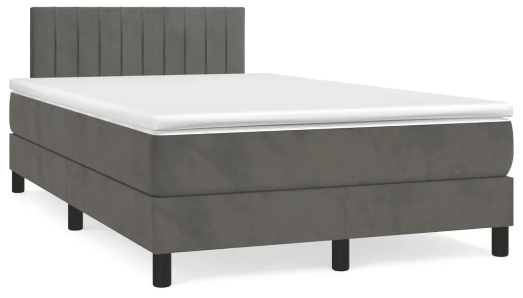 Letto A Molle Materasso E Led Grigio Scuro 120x190cm İn Velluto /