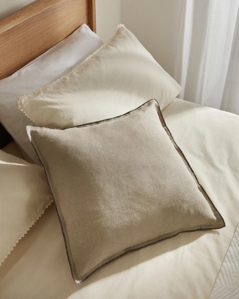 Kave Home - Fodera cuscino Elea 100% lino grigio chiaro 45 x 45 cm