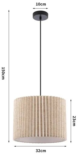 Brilagi - Lampada a sospensione con cavo NORDIC WAVE 1xE27/15W/230V Ø 32 cm lino/nero
