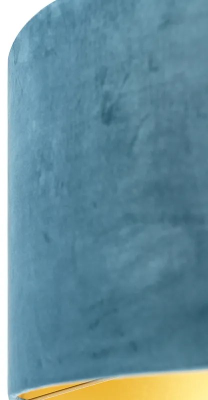Paralume in velluto blu 50/50/25 con interno dorato