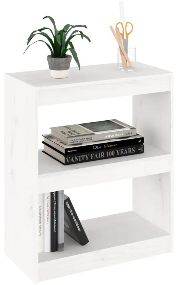 Libreria/divisorio bianco 60x30x71,5 cm in massello di pino