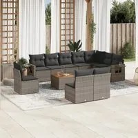 Set Divani da Giardino 11 pz con Cuscini in Polyrattan Grigiocod mxl 88324