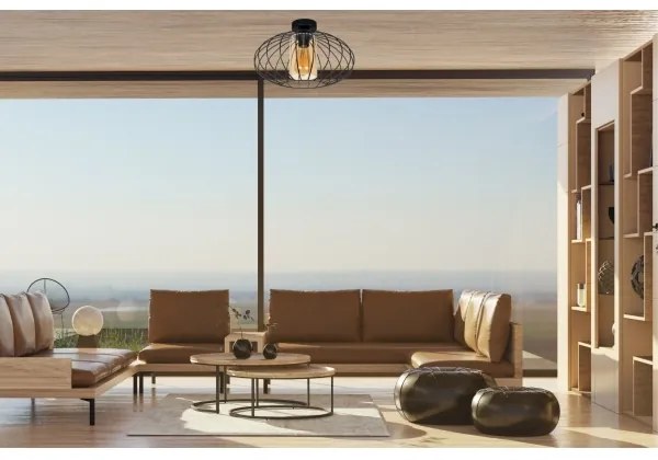 Lampadario a plafone CORRINI 1xE27/60W/230V diametro 34 cm nero/beige