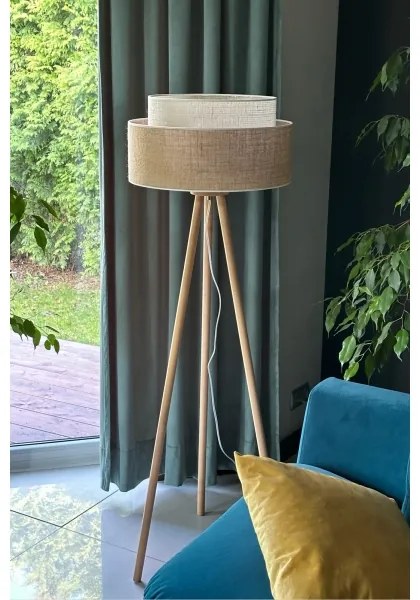 Duolla - Lampada con piedistallo YUTE BOHO 1xE27/15W/230V diametro 45 cm marrone/color crema
