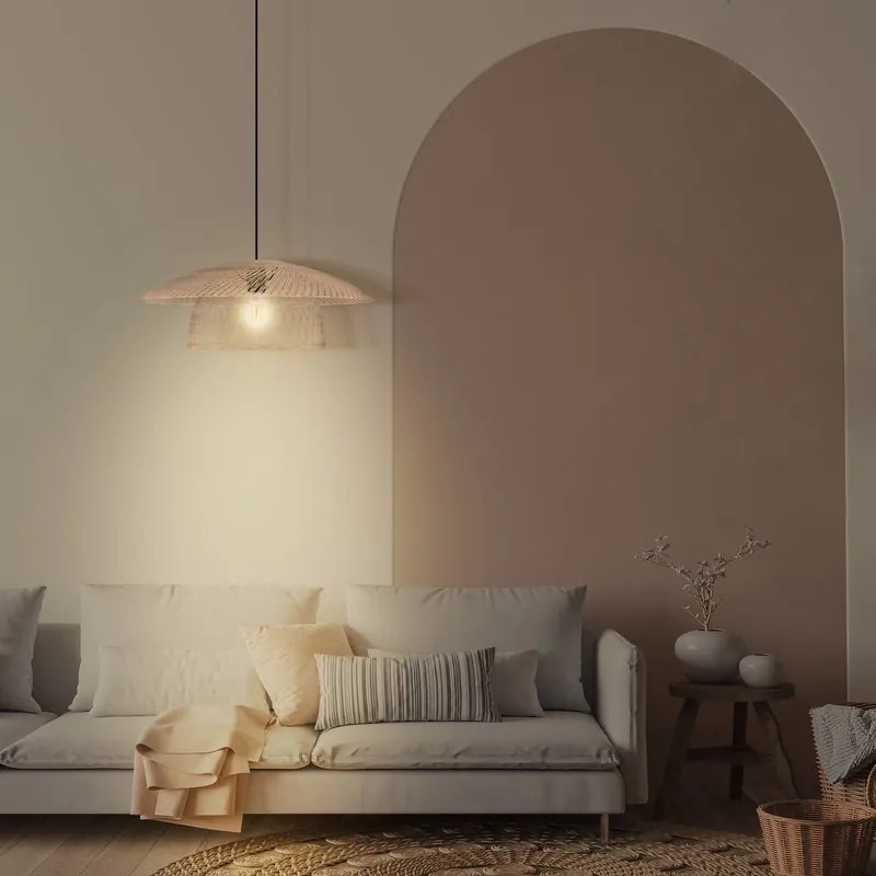 Lampadario Natura Banili beige paralume trasparente E27 Ø54cm INSPIRE