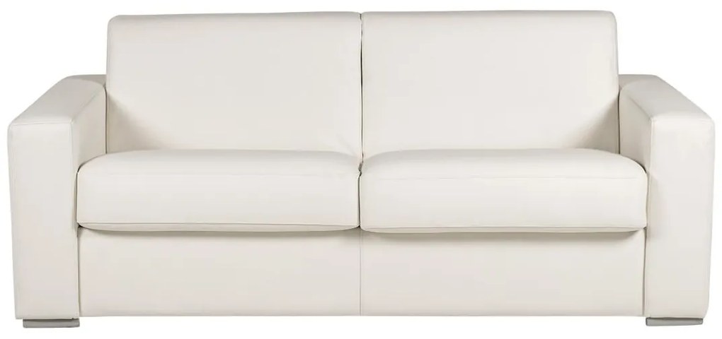 Divano letto 3 posti a ribalta 100% Pelle di bufalo Bianco Materasso 18 cm - DELECTEA II