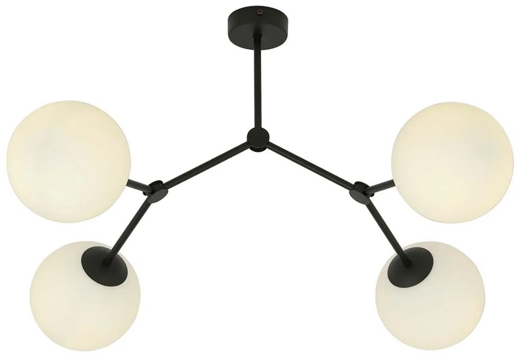 Plafoniera Minimal Iperione Acciaio Nero Bianco 4 Luci E14 Ip20