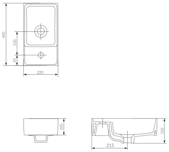 Cersanit K114-004 - Lavandino da appoggio CREA 22x40 cm ceramiche/bianco lucido