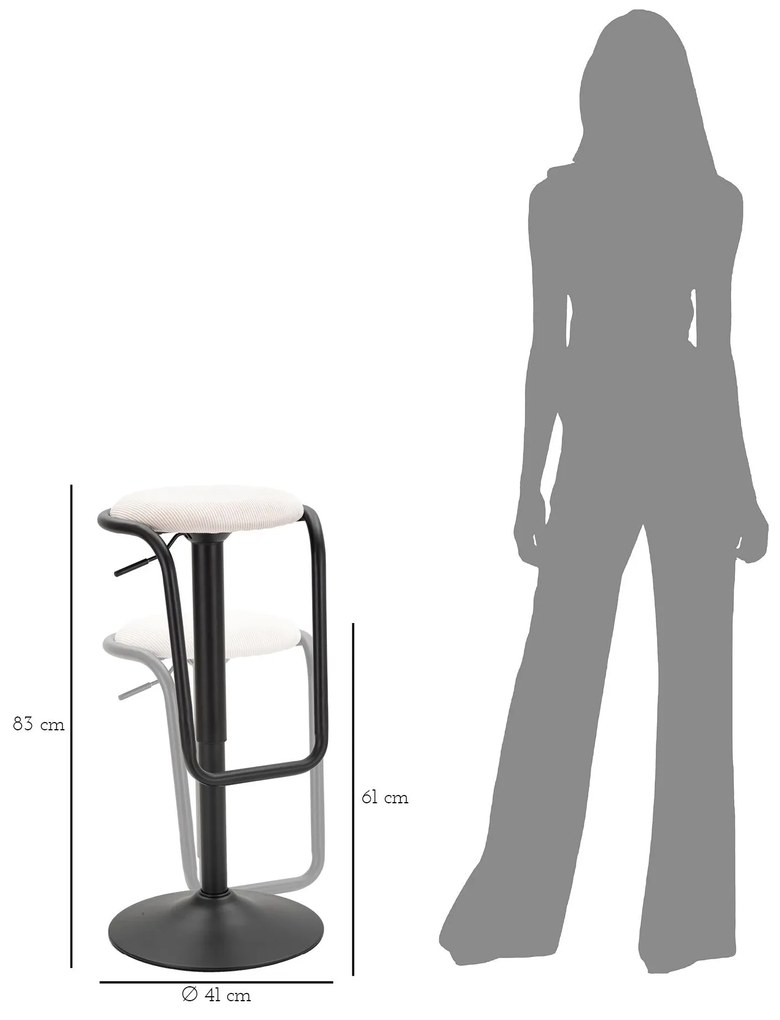 SGABELLO BAR DESTINY BIANCO CM Ø 41X61-83