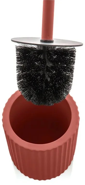 Scopino wc rosso in ceramica soft touch con setole nere Spring