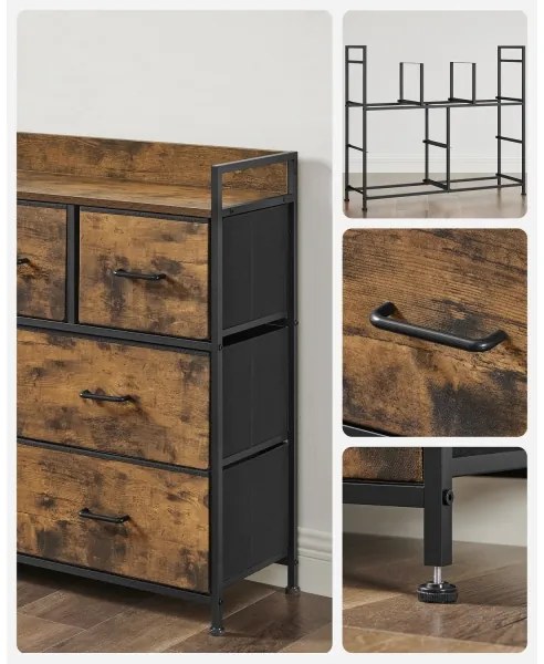 Cassettiera KIRA con cassetti, marrone/nero