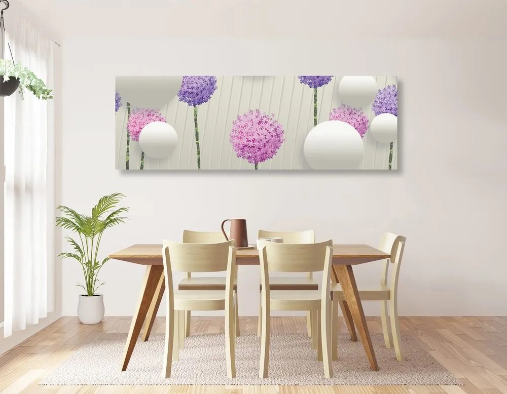 Quadro su tela – Fiori interessanti con elementi e motivi astratti