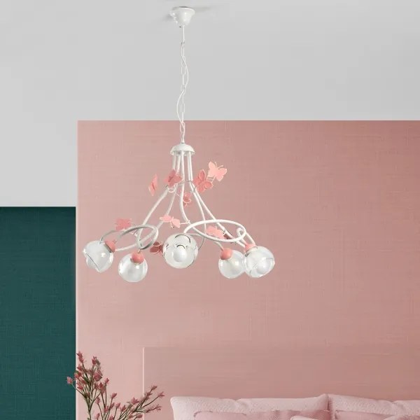 ONLI - Lampadario per bambini BUTTERFLY 5xE14/6W/230V