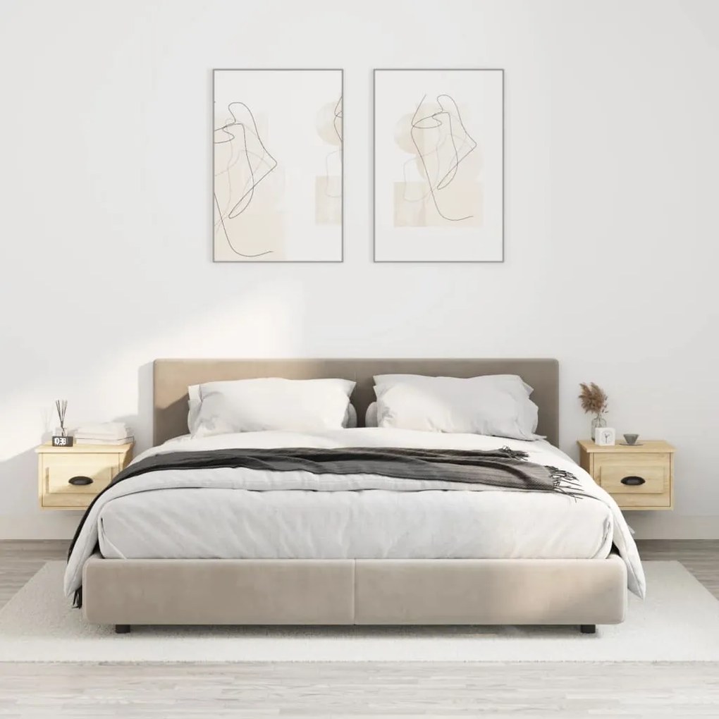 Comodini A Parete 2 Pz Rovere Sonoma 41,5x36x28 Cm /