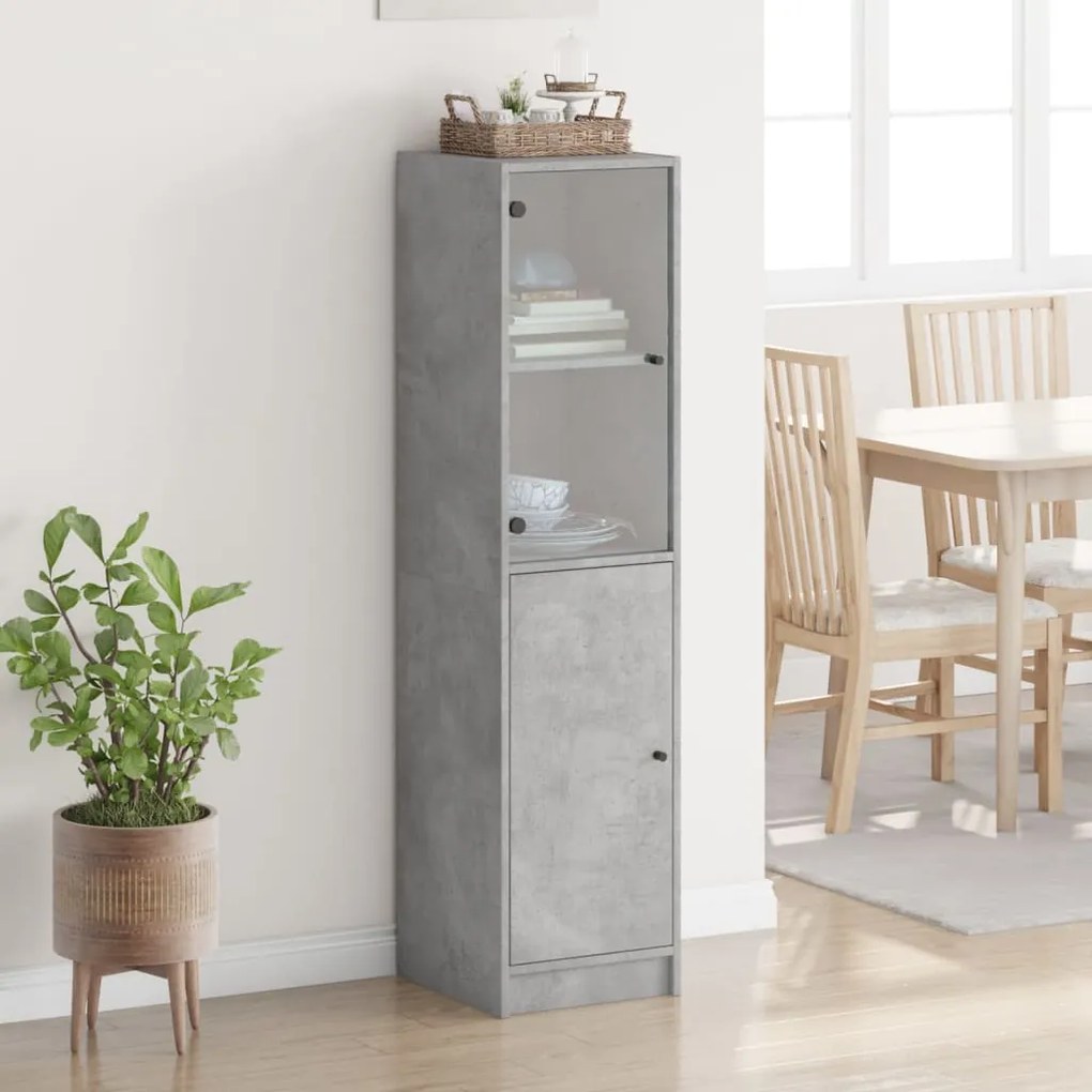 Credenza con anta in vetro grigio cemento 35x37x142 cm