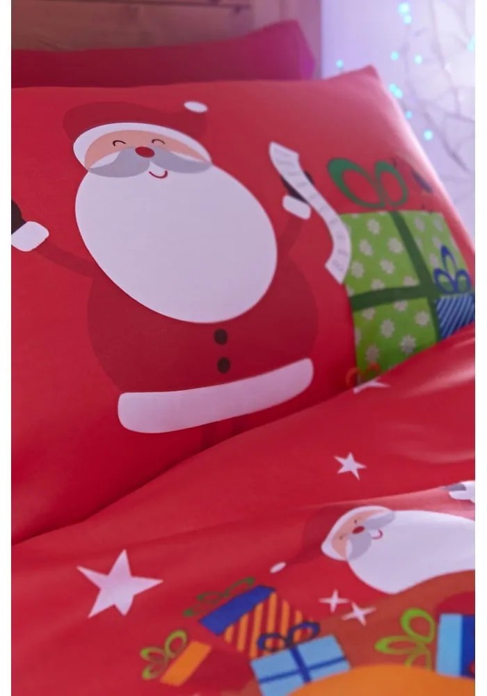Biancheria da letto rossa Rudolf, 135 x 200 cm Santa's Christmas - Catherine Lansfield