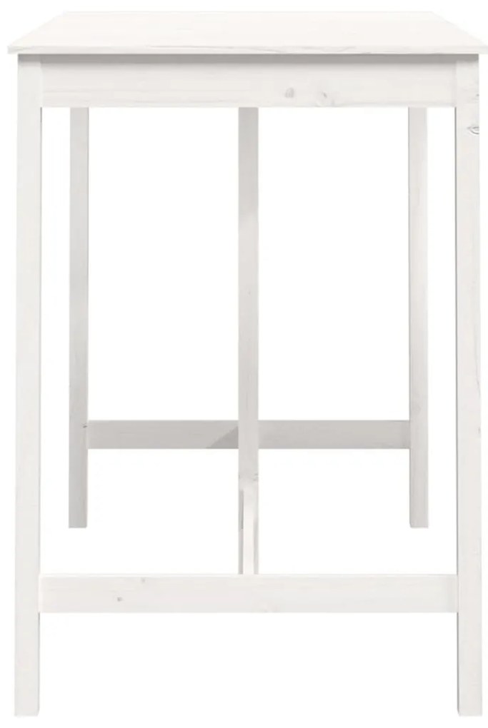 Tavolo da bar bianco 140x80x110 cm in legno massello di pino