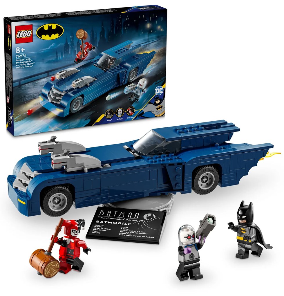Batman con Batmobile vs Harley Quinn e Mr Freeze Lego