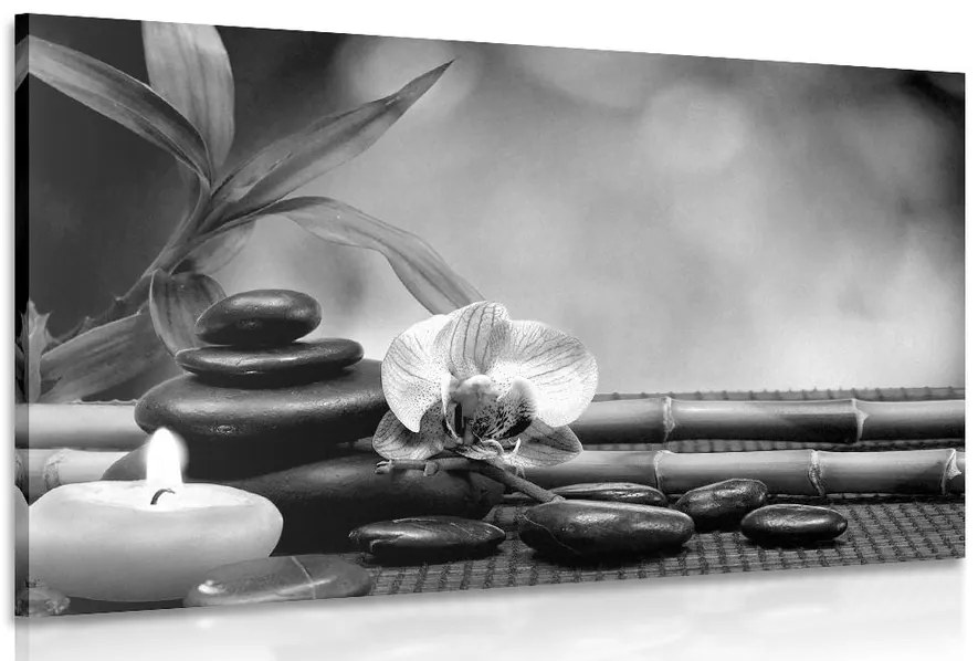 Stampa su tela – Armonia Feng Shui in bianco e nero