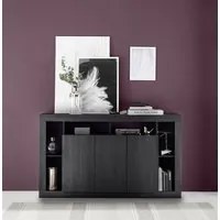 Credenze moderna di design a 3 ante, Nero frassinato, ZLCMADRIM06