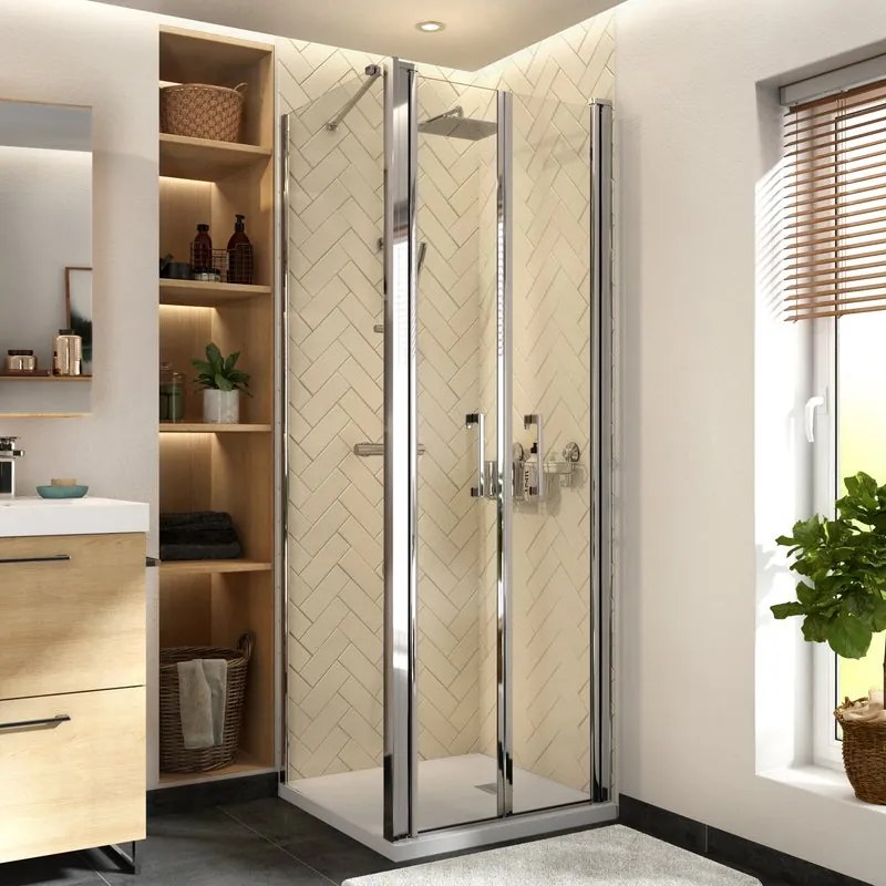 Box doccia con ingresso frontale saloon Remix L 80 x H 195 cm, vetro 6 mm vetro senza finitura / trasparente profilo cromato