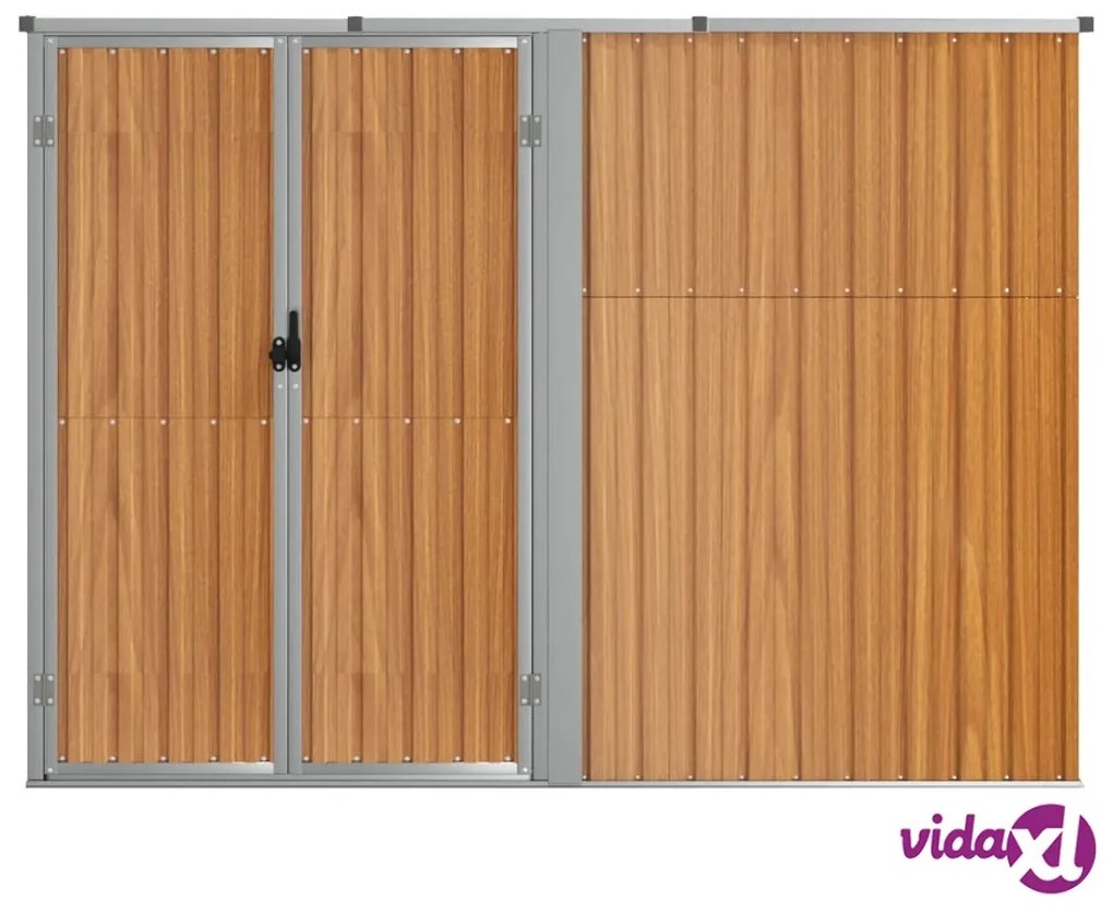 vidaXL Capanno per Attrezzi Marrone 225x89x161 cm in Acciaio Zincato