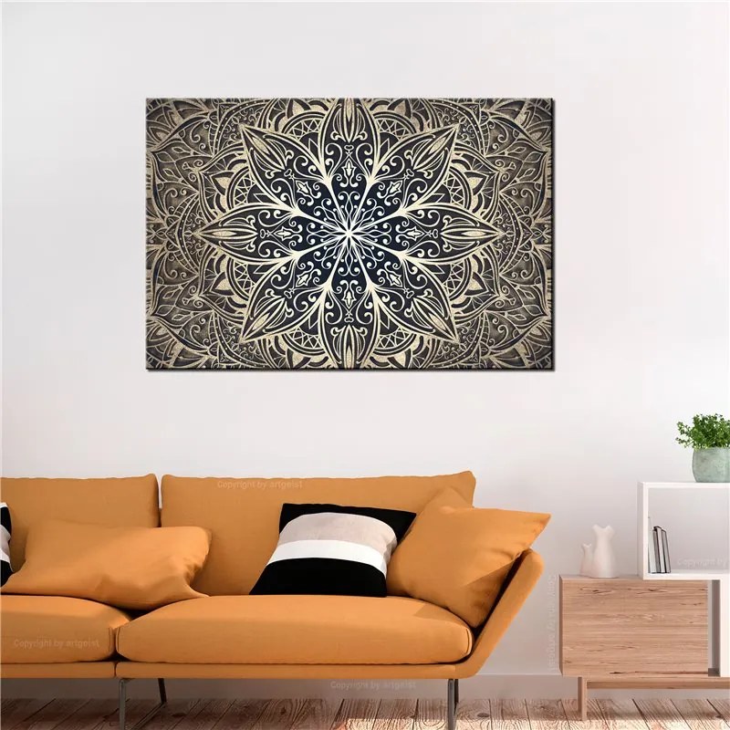 Quadro Oriental Flowers (1 Part) Narrow Brown  Colore Nero, Dimensioni e Misure 120x80