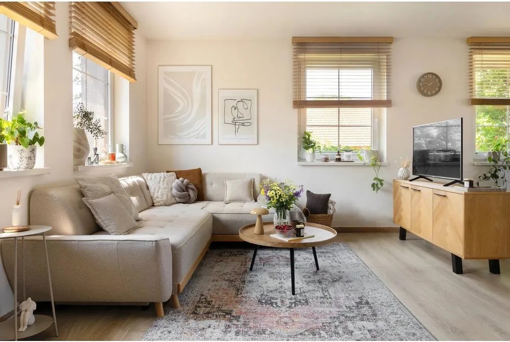 Divano letto angolare beige (angolo destro) Dazzling Daisy - Miuform