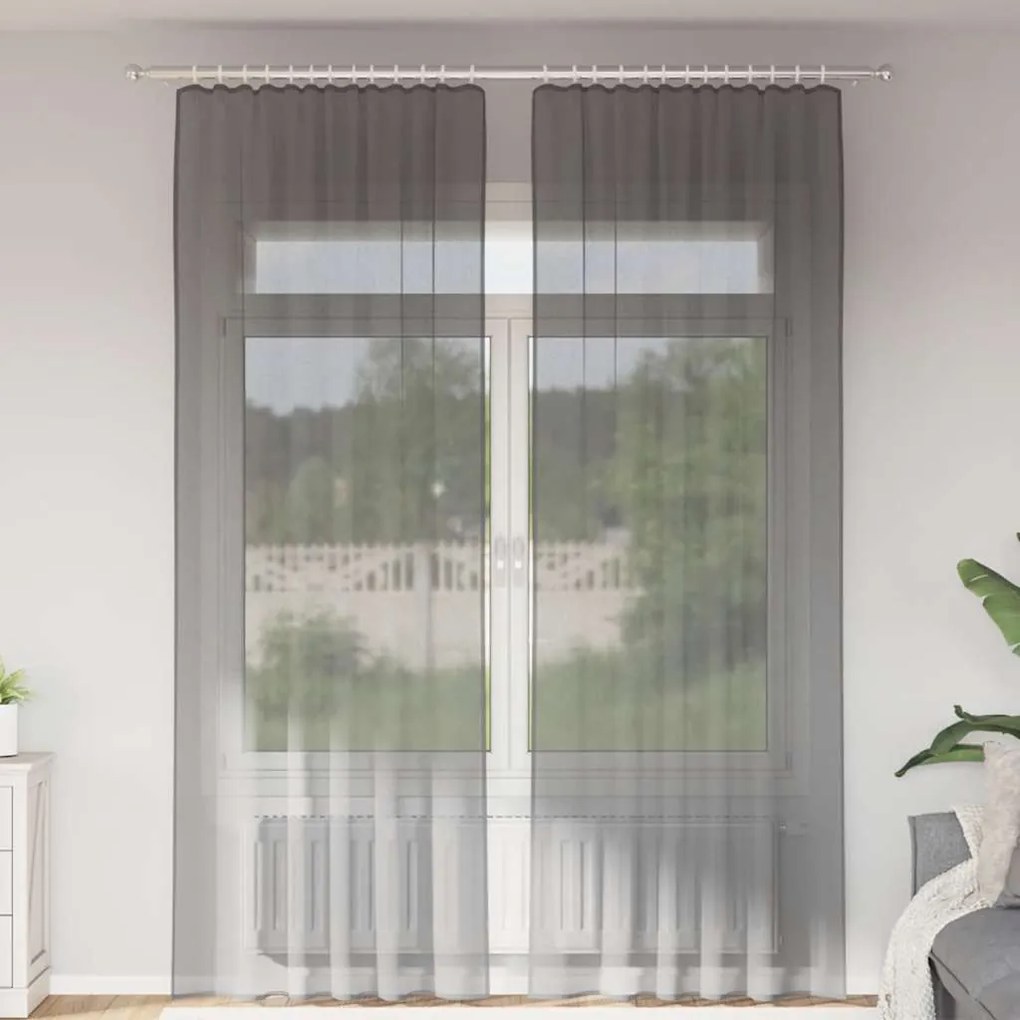 Tende İn Voile Con Passanti 2 Pz Grigio Scuro 140x260 Cm /