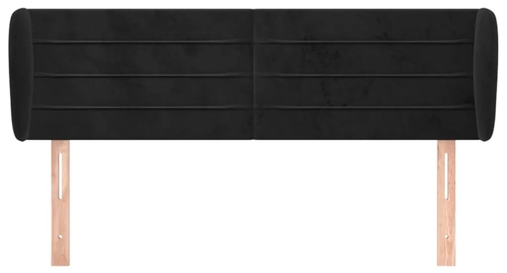 Testiera ad orecchio nera 147x23x78/88 cm in velluto