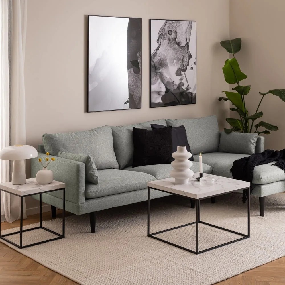 Tavolino bianco con piano in marmo 60x60 cm Barossa - Actona