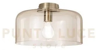 Plafoniera gibus ambra 1 luce attacco e27 30x30x23cm in vetro soffiato