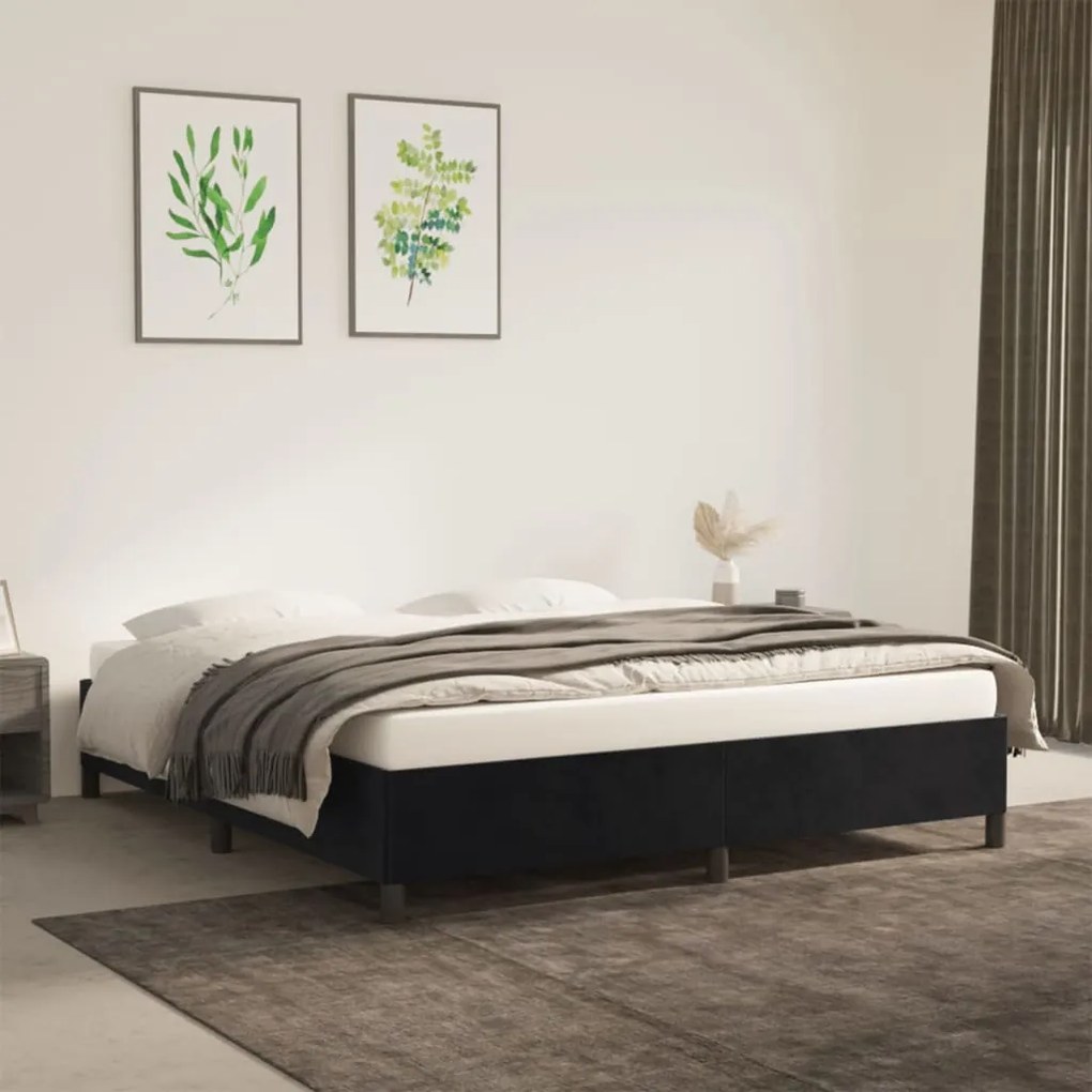 Giroletto Senza Materasso Nero 160x200 Cm İn Velluto /